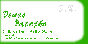 denes matejko business card